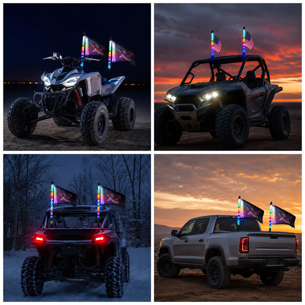 Nilight whip lighting synced to music for dynamic trail light shows