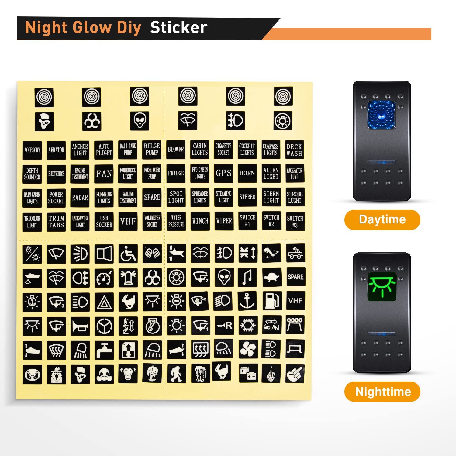 Nilight night glow stickers lit for low-light switch identification