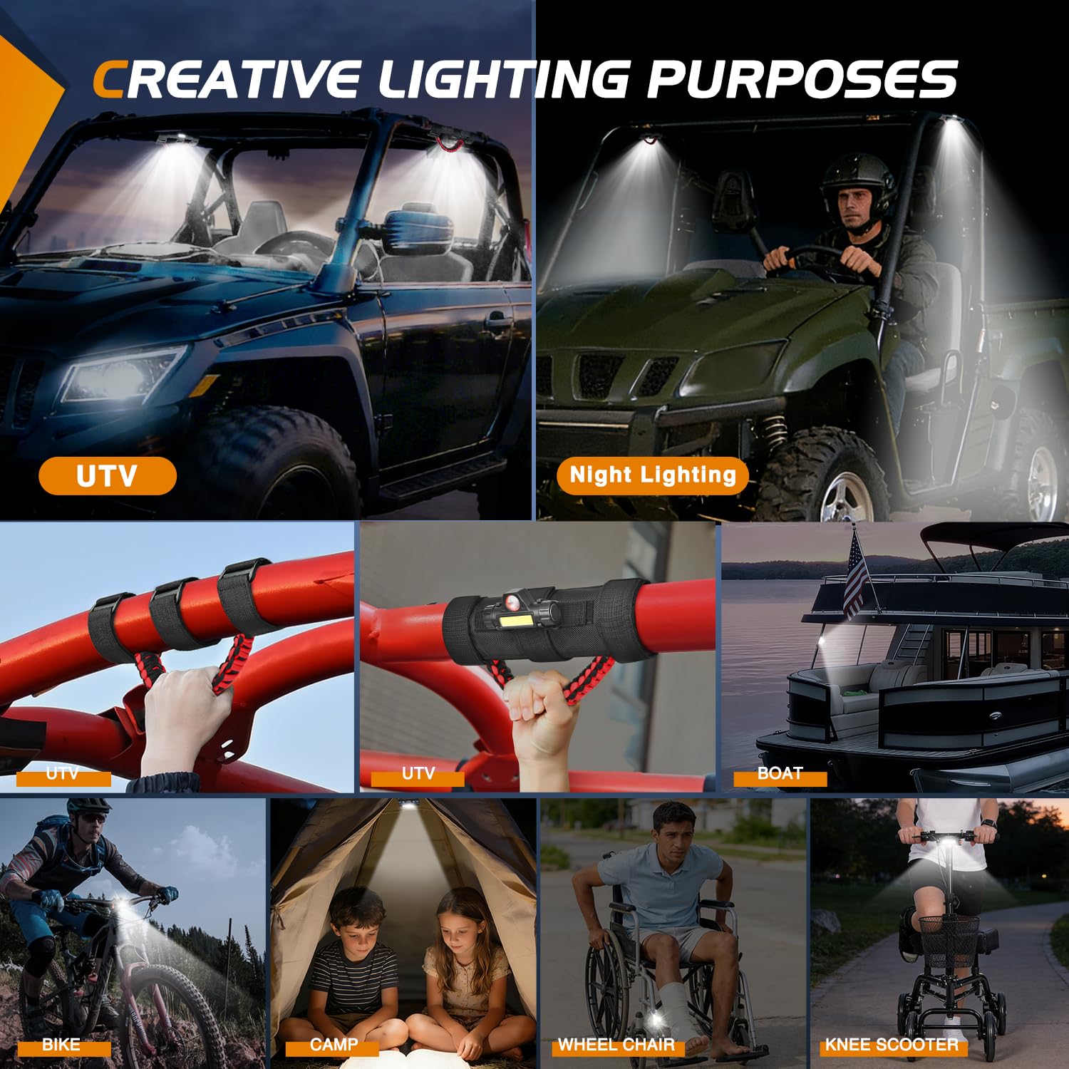 Nilight dome light lighting an off-road UTV at night showcasing practical field use
