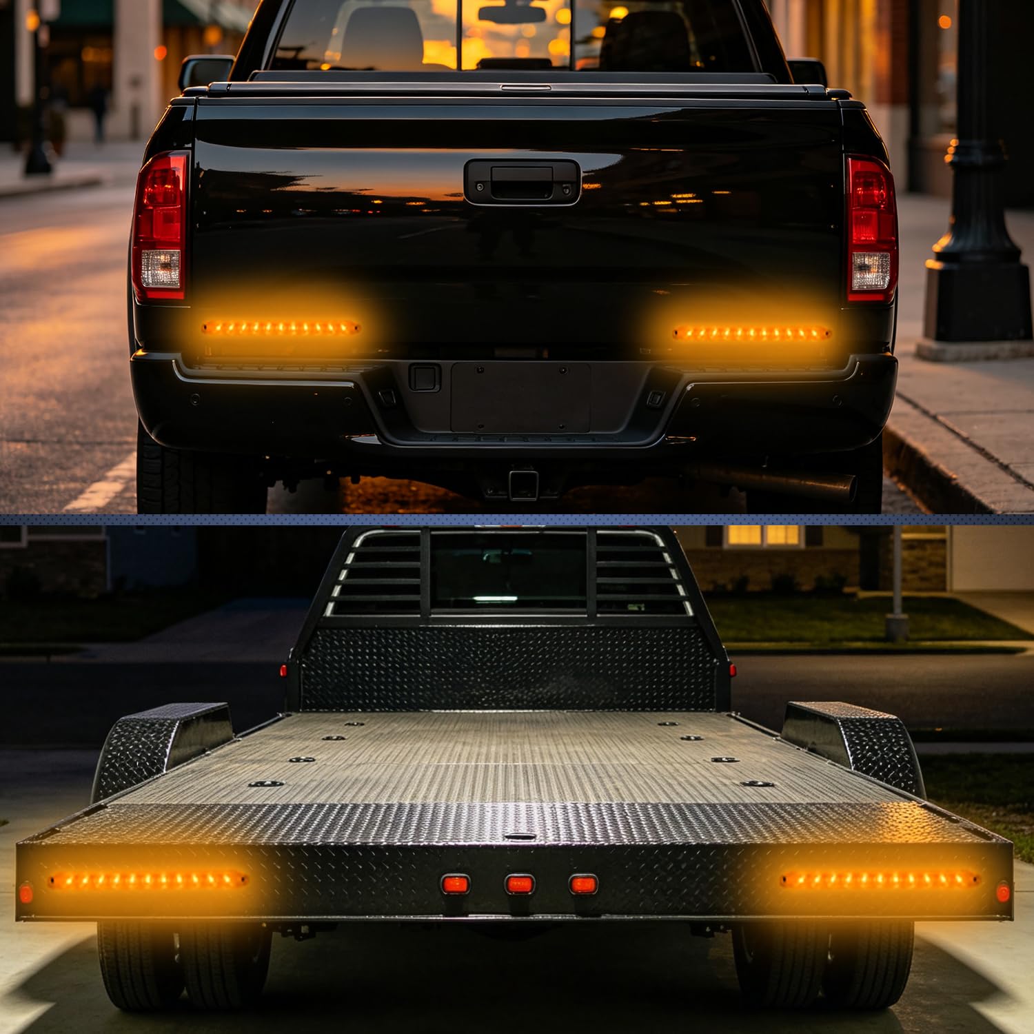 Nilight glowing amber at night showing clear turn signal and tail visibility