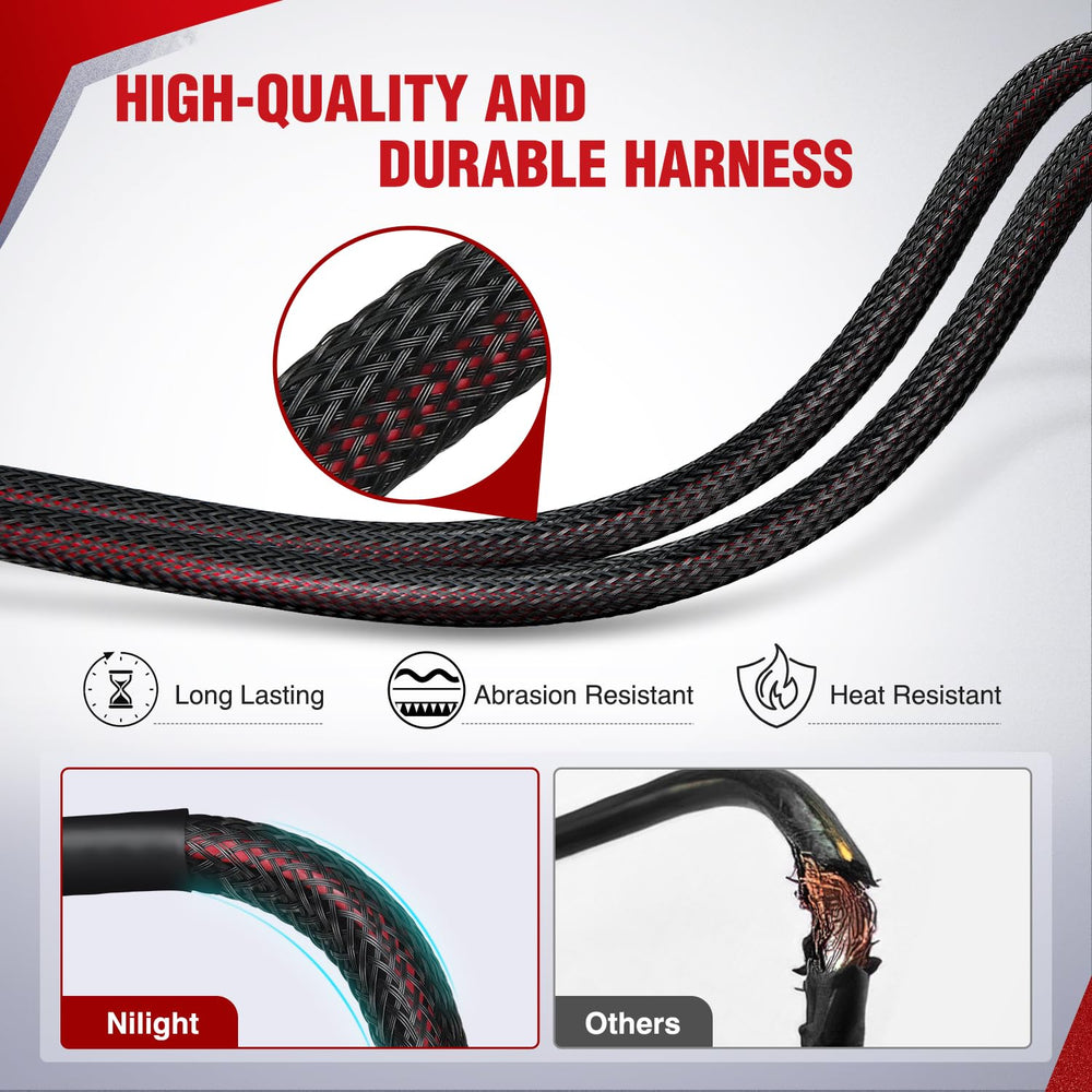 Nilight nylon-jacket wiring showing flexibility and high-temperature resistance