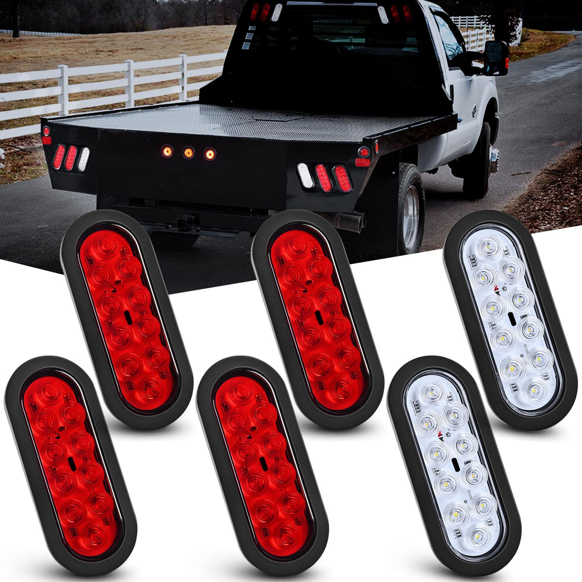 Nilight front view of oval tail light showing clear lens and bright design benefit visibility