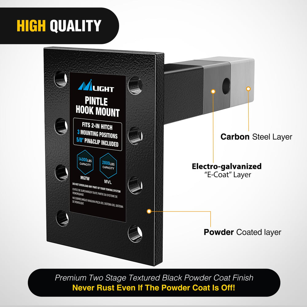 Nilight 5/8 inch pin and clip included with mount, secure receiver locking