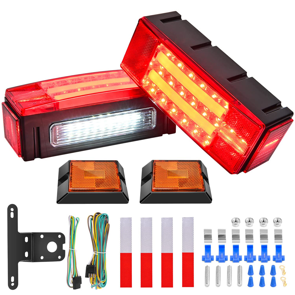 Nilight front view of rectangular LED trailer light showing bright halo running light and visibility