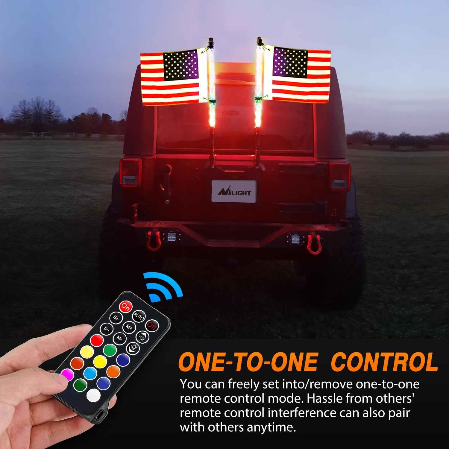 Nilight remote with 2-way splitter showing simple plug-and-play wiring benefit