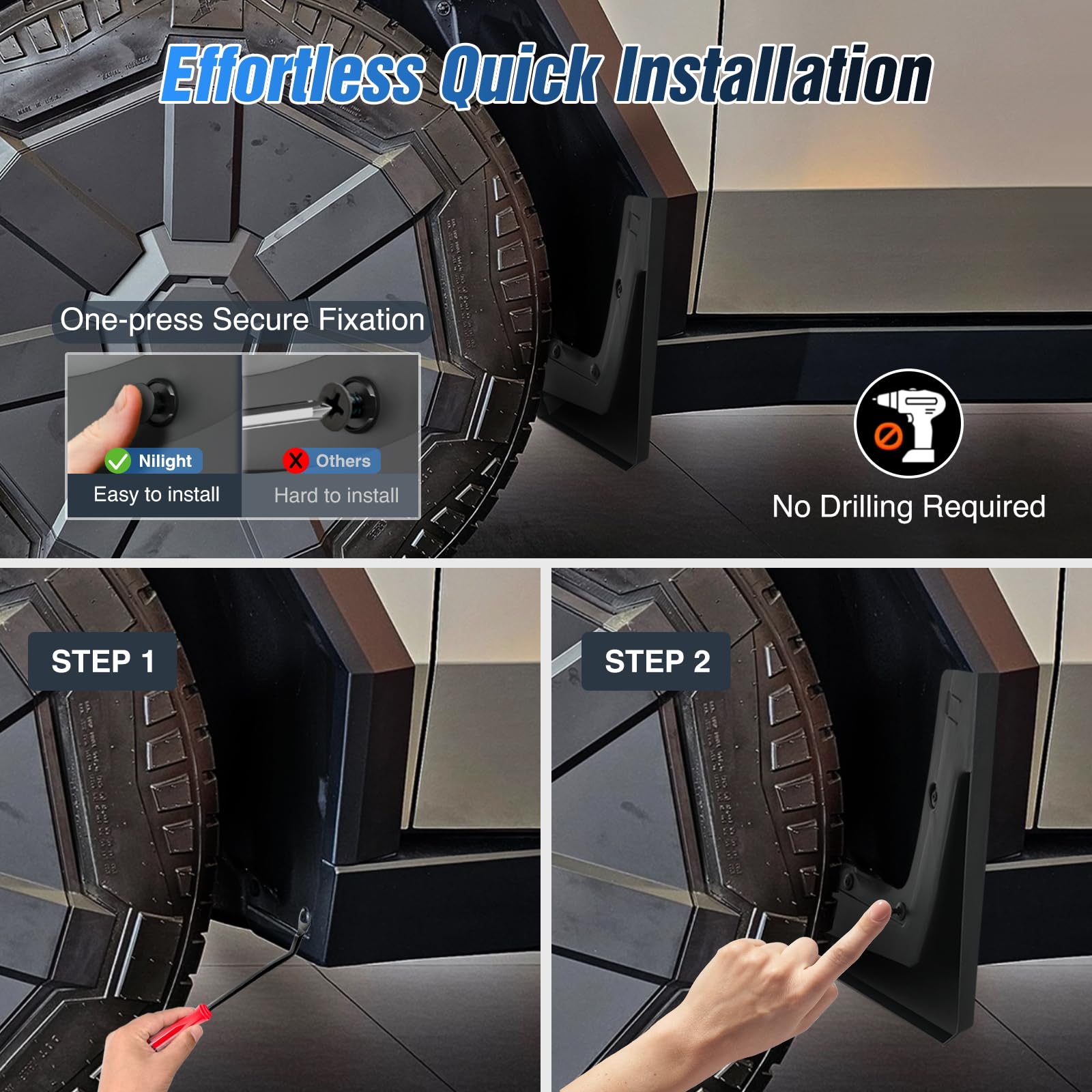 Nilight retainer clip detail demonstrating easy no-drill installation benefit