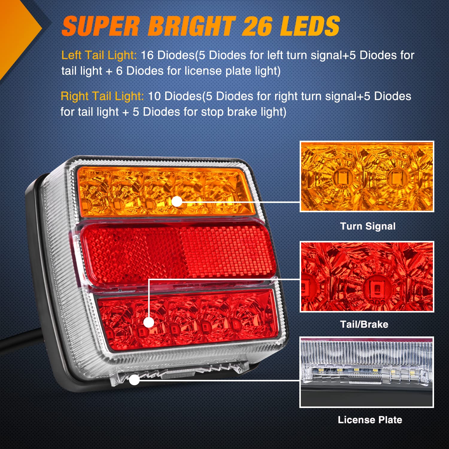 Nilight right lamp license plate LEDs illuminated for clear plate lighting
