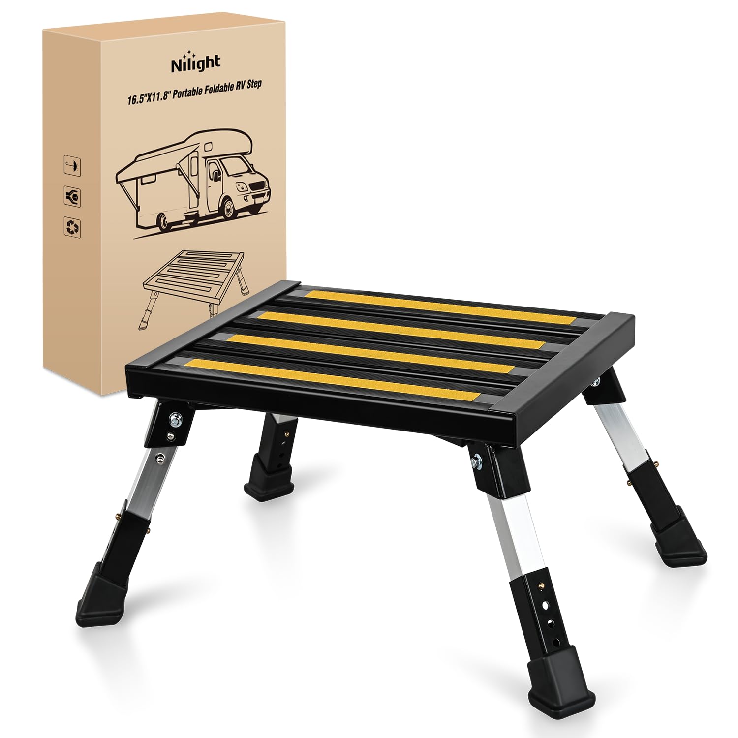 Nilight lifestyle shot at campsite highlighting portability and outdoor readiness