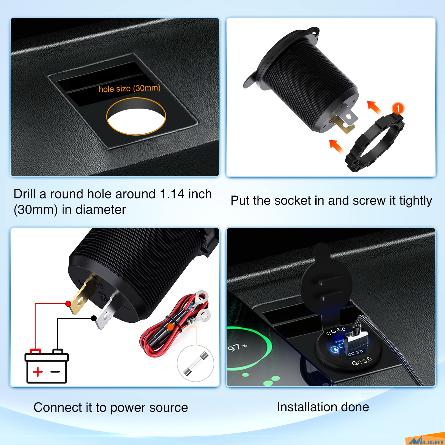 Nilight size comparison beside a phone, compact design saves console space