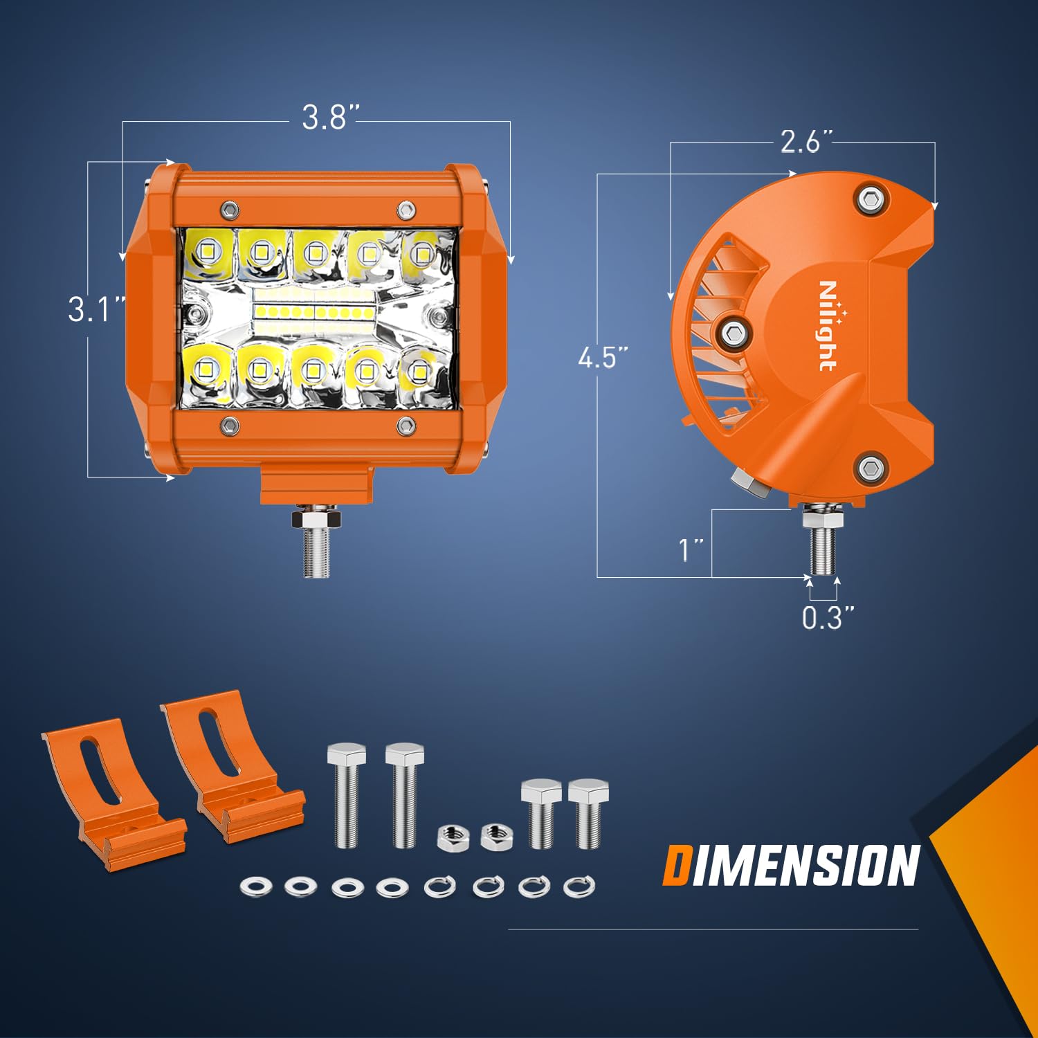 Nilight side profile highlighting cooling fins and corrosion-resistant aluminum housing for durability