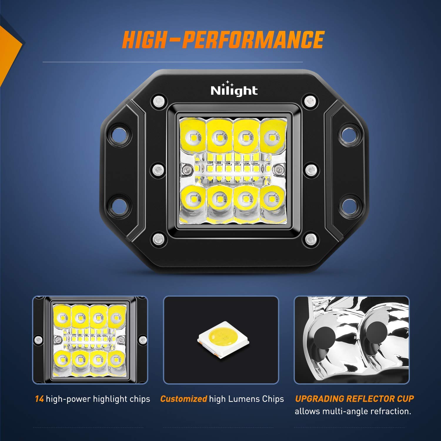 Nilight side profile with heatsink fins demonstrating durable aluminum cooling for longevity