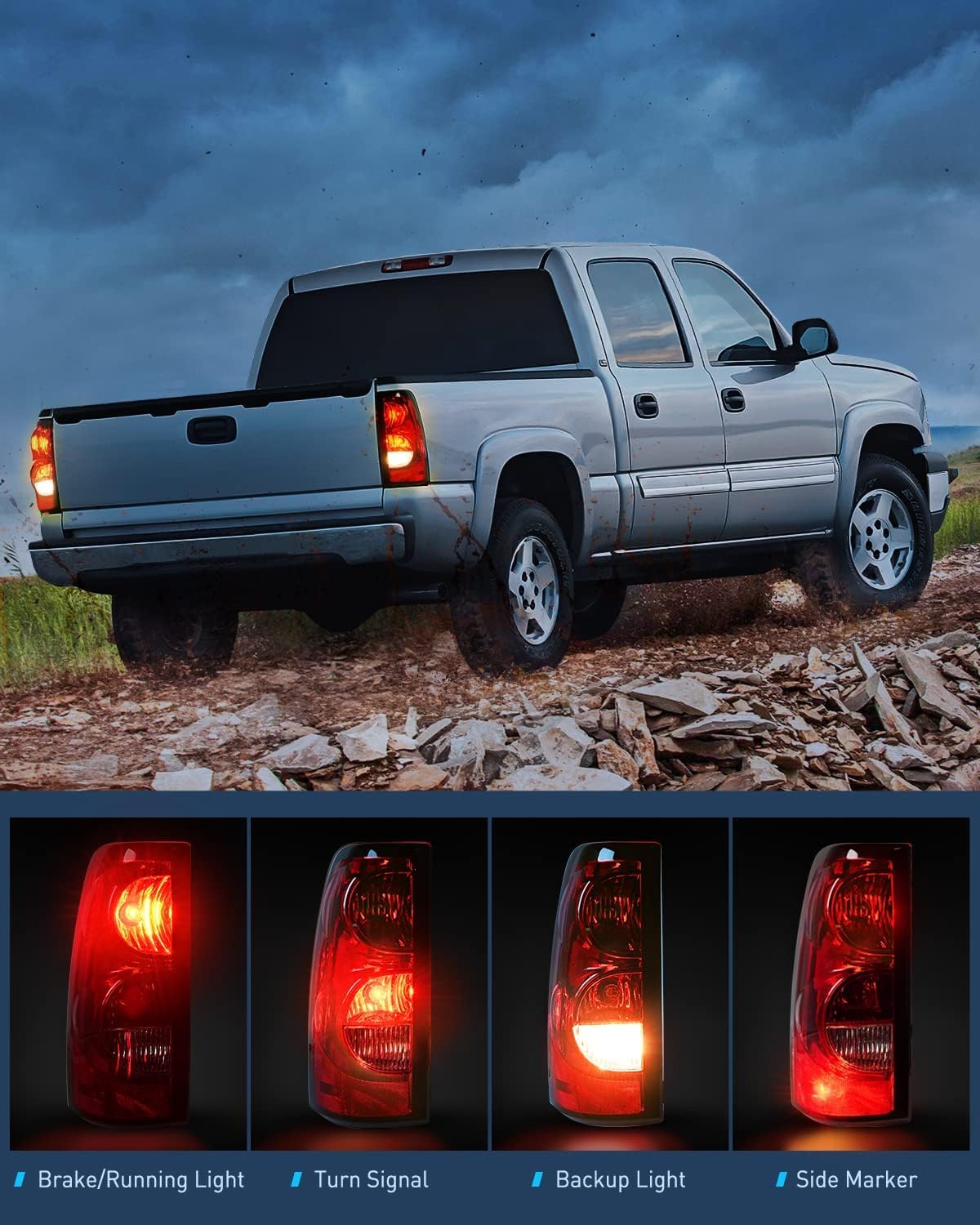 Nilight taillights installed on Silverado rear showing brighter signaling clarity