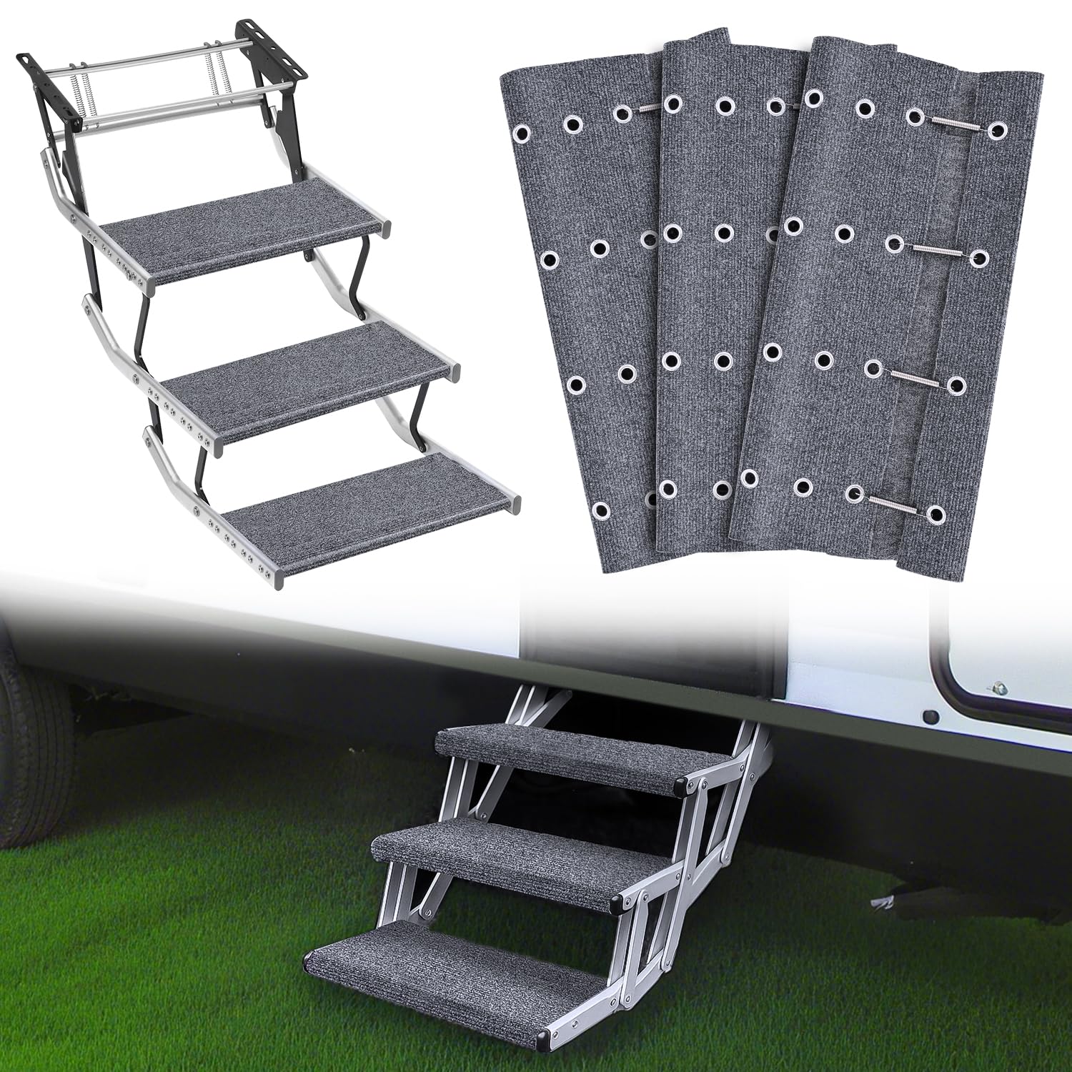 Nilight front view of gray step cover showing full fit and neat appearance benefits