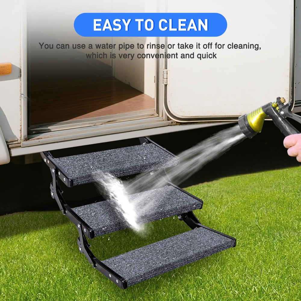 Nilight lifestyle image at camper entry showing cleaner interior and safer stepping
