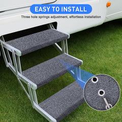 Nilight wrapped on RV step demonstrating snug fit and improved traction benefits