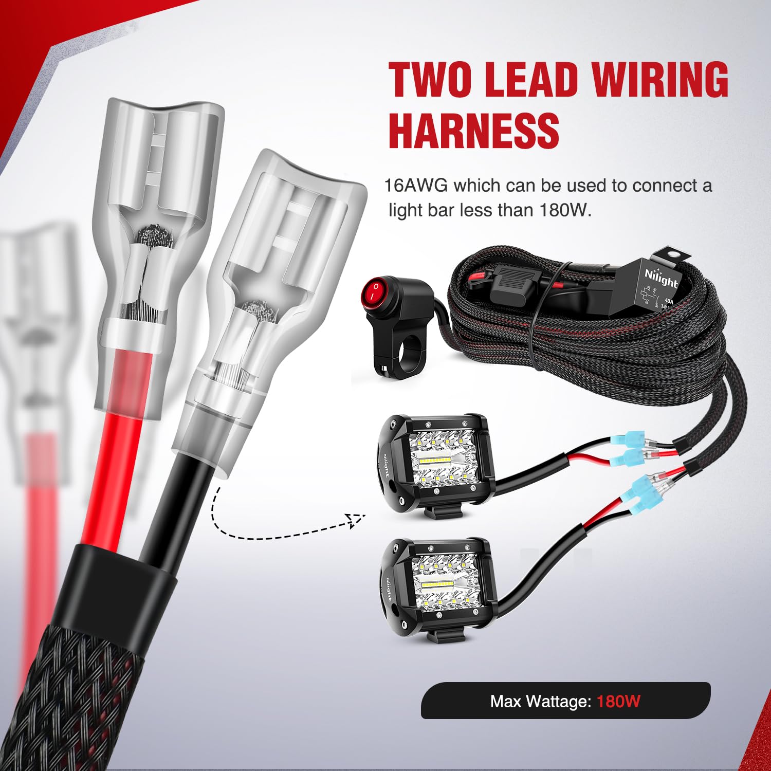 Nilight handlebar switch next to ruler showing compact size and fit