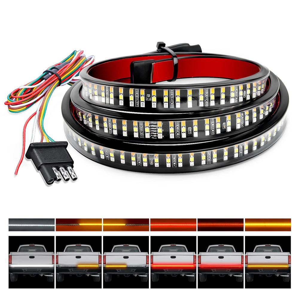 Nilight front view of 48 inch tailgate light strip showing full-length visibility benefit