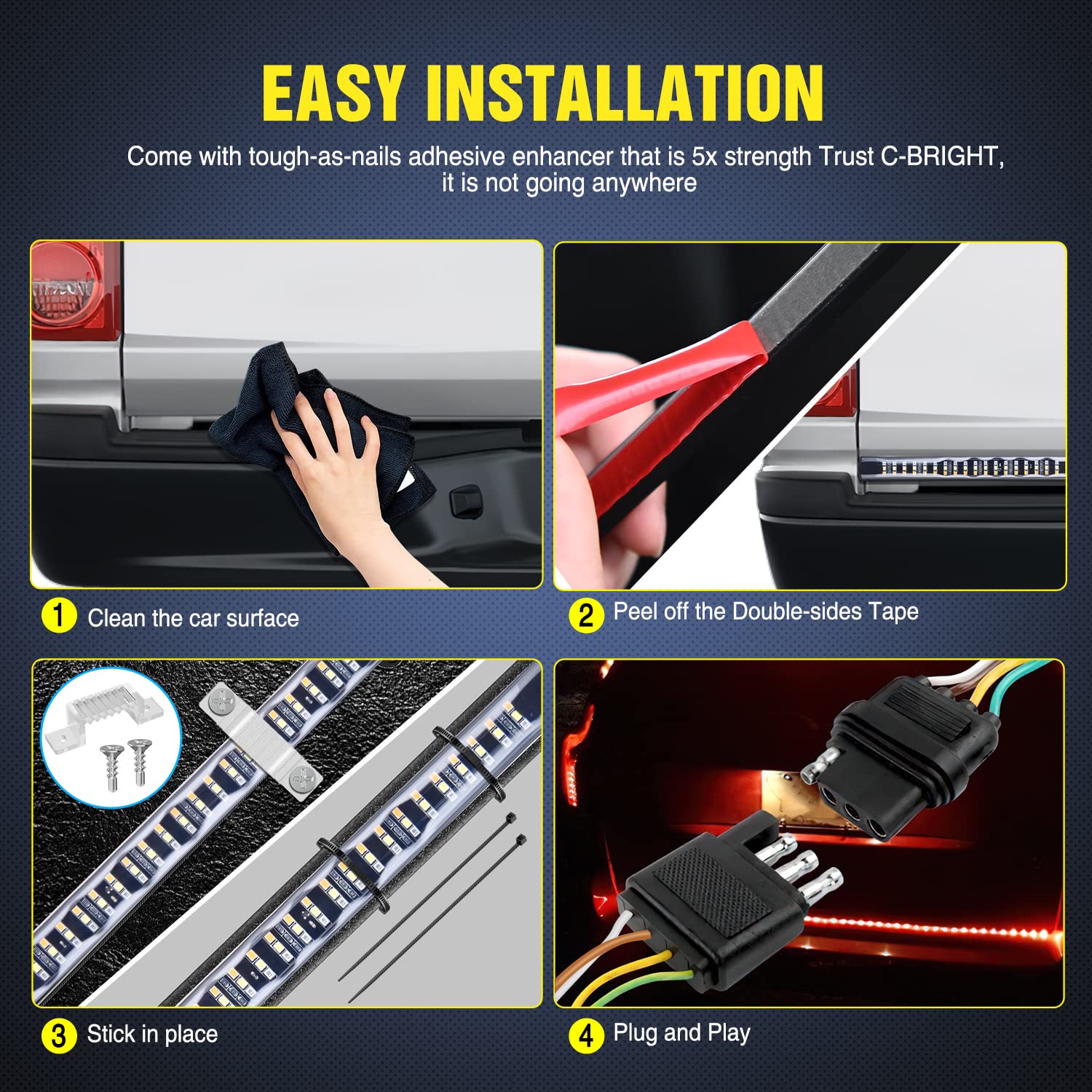 Nilight 4-pin flat connector and wiring showing easy plug-and-play hookup benefit