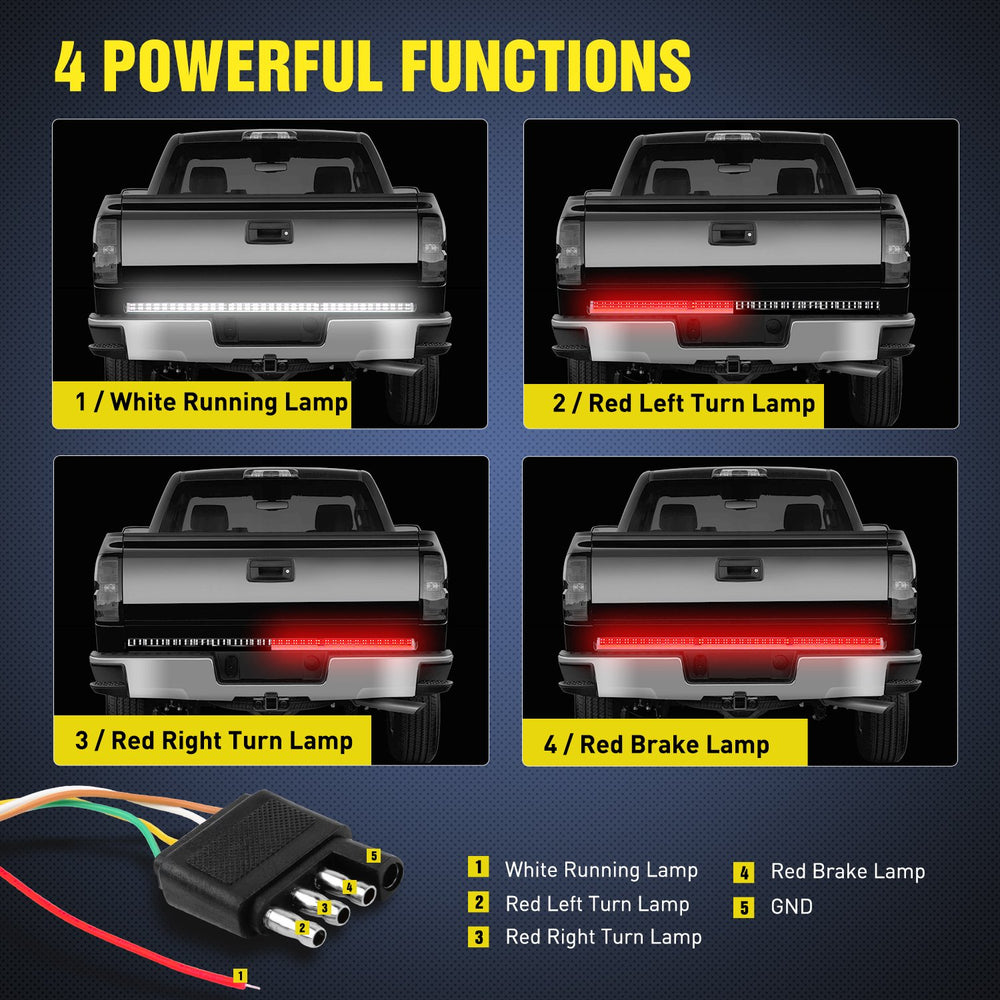 Nilight mounted on a pickup tailgate displaying improved rear signaling for safety