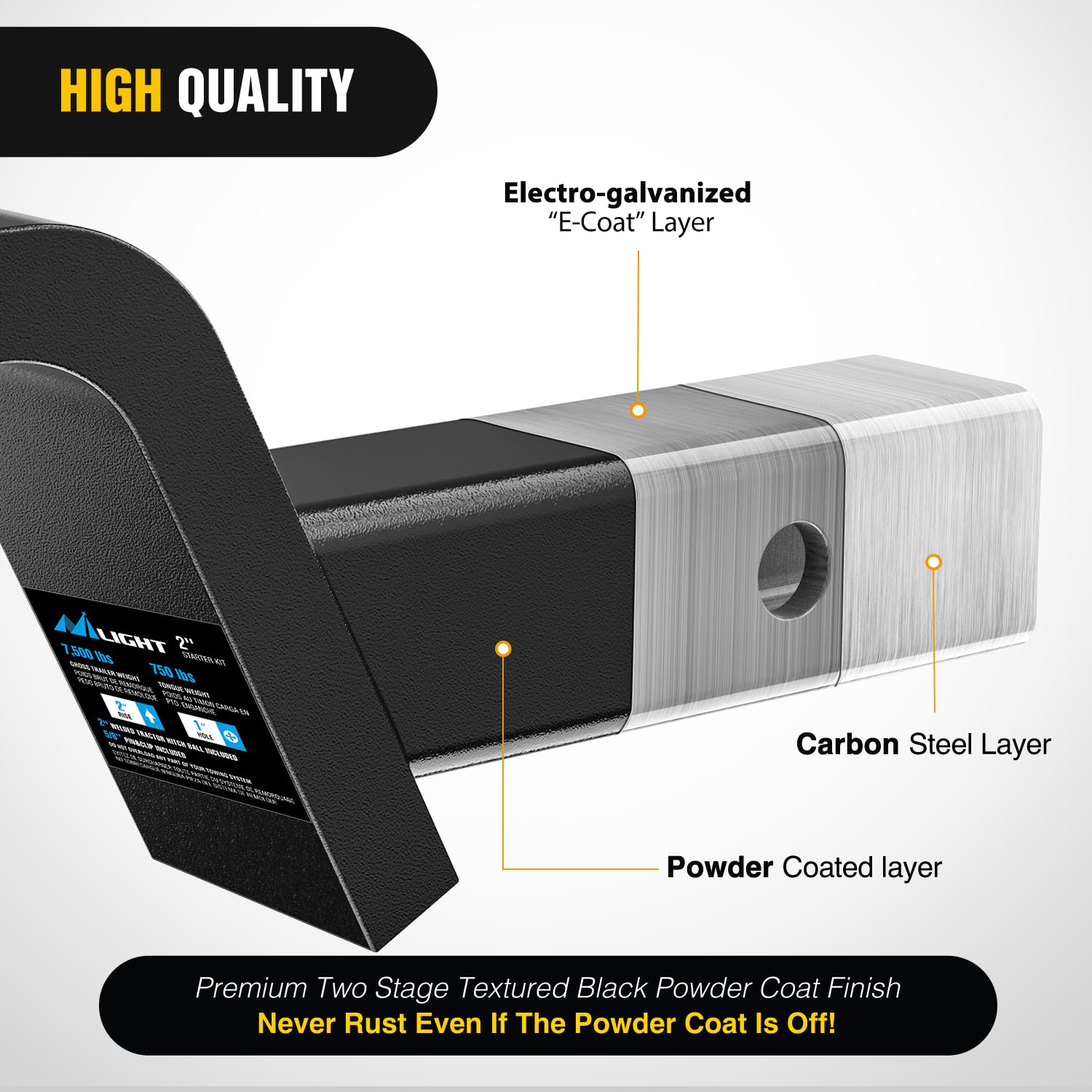 Nilight textured black powder coat surface showing corrosion resistance benefit