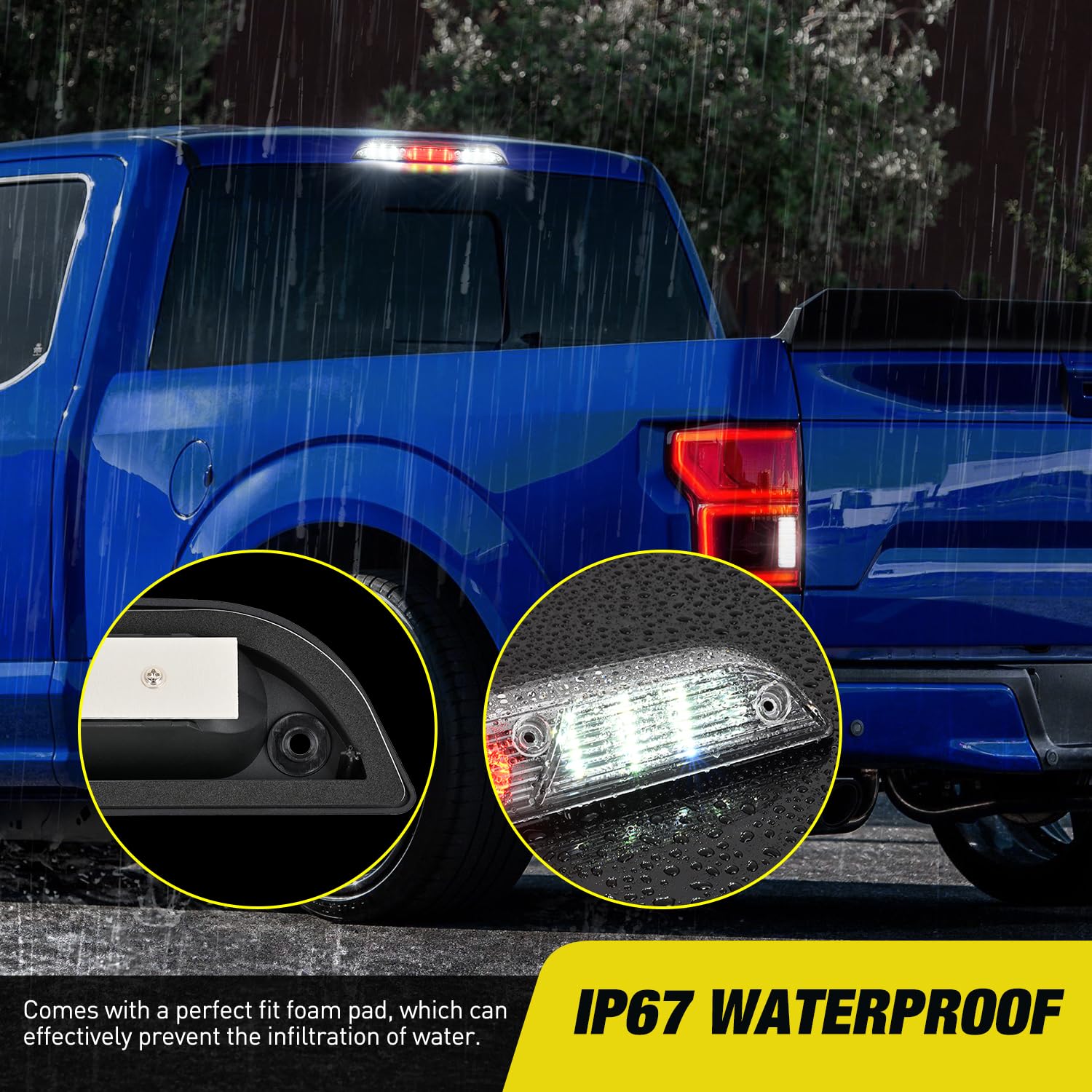 Nilight illuminated at night on tailgate showing brighter brake and cargo lighting