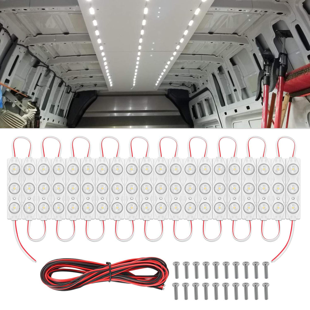 Nilight front view of van interior kit showing even bright ceiling illumination