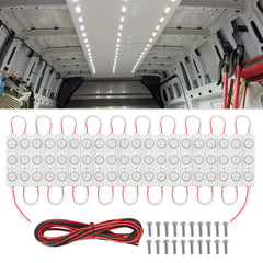 Nilight front view of van interior kit showing even bright ceiling illumination