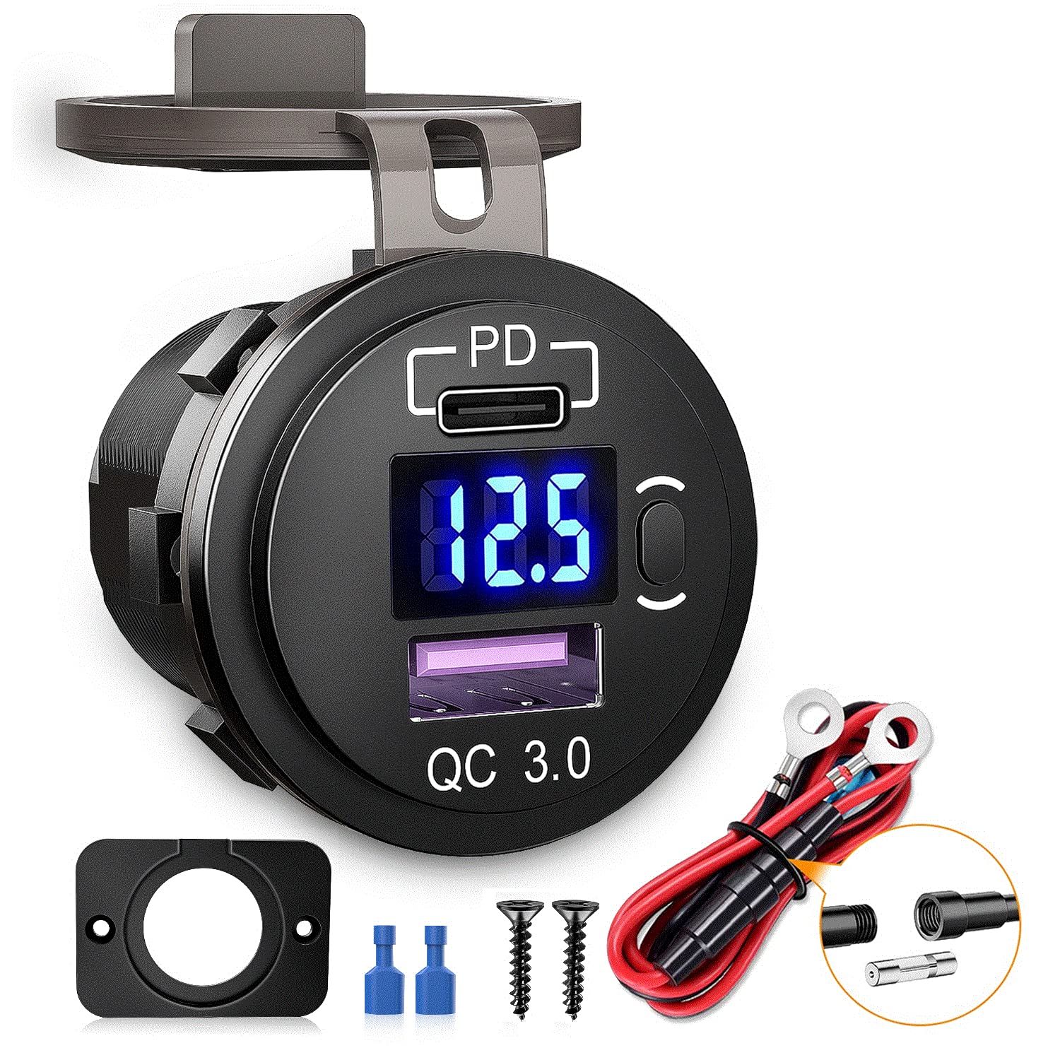 Nilight voltmeter display lit showing real-time battery voltage for safe monitoring