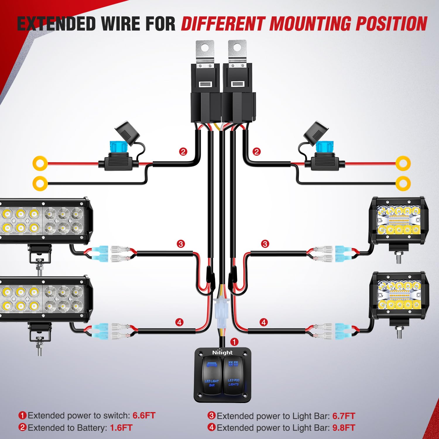 Nilight wiring connector ends with spade terminals benefit: quick, secure connections