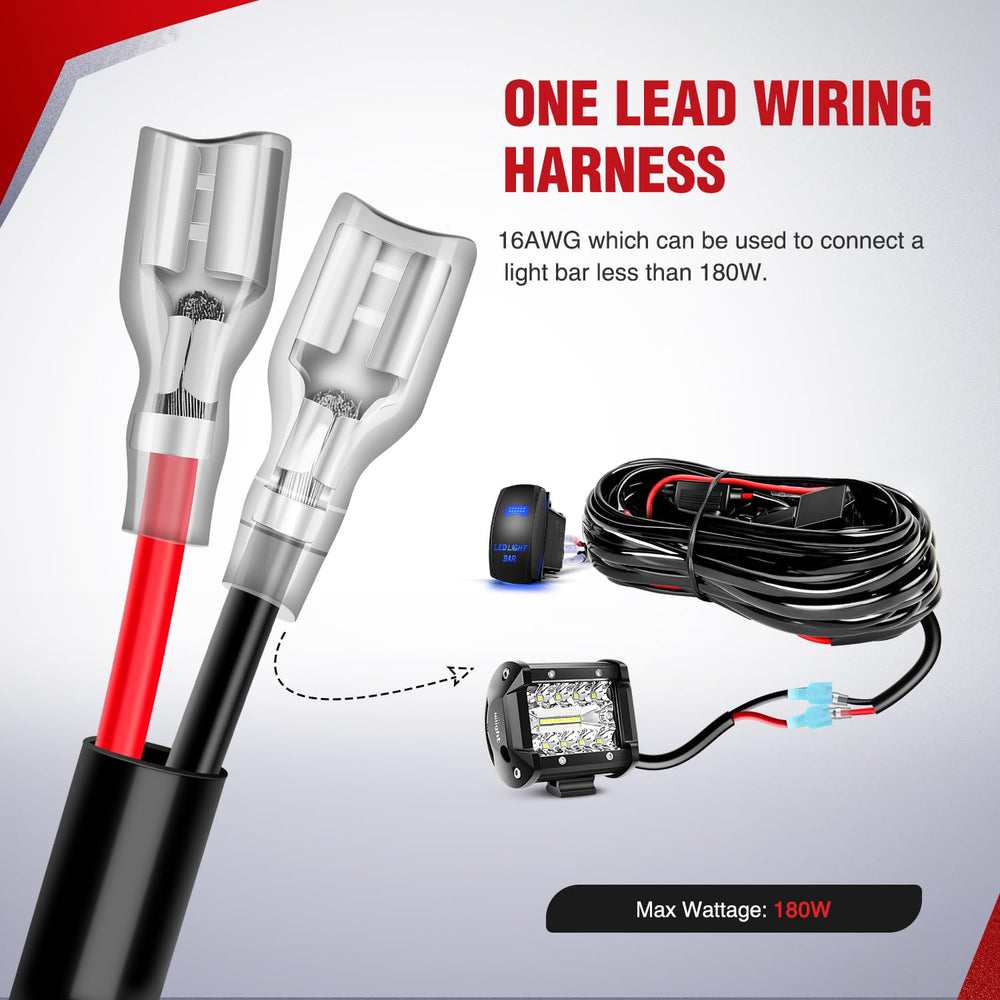 Nilight wiring harness and 5-pin rocker switch for quick install convenience