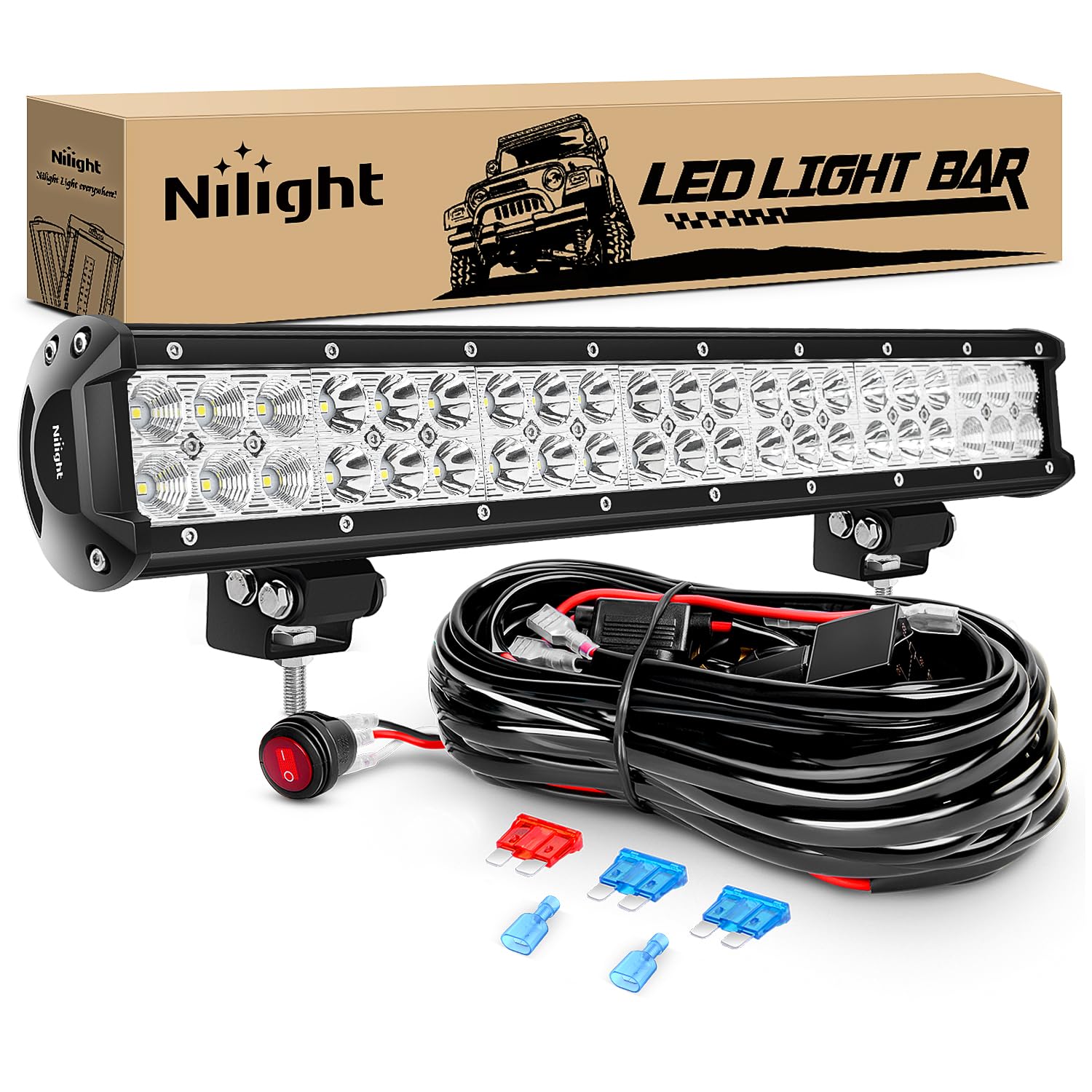 Nilight ZH006 front view showing LEDs and bright beam for improved visibility