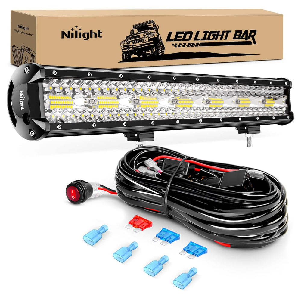 Nilight ZH409 front view showing triple-row LEDs and combined beam benefit