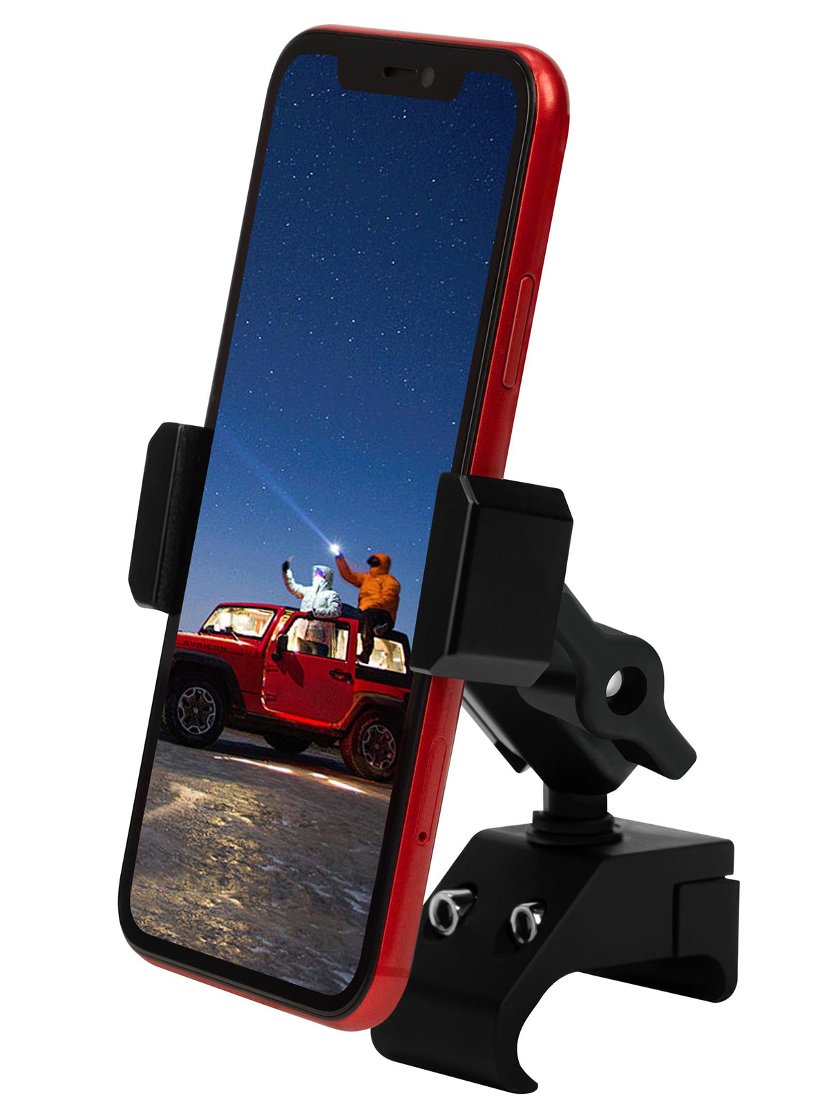 Nilkatss front-mounted phone on Wrangler dash showing secure view and convenience
