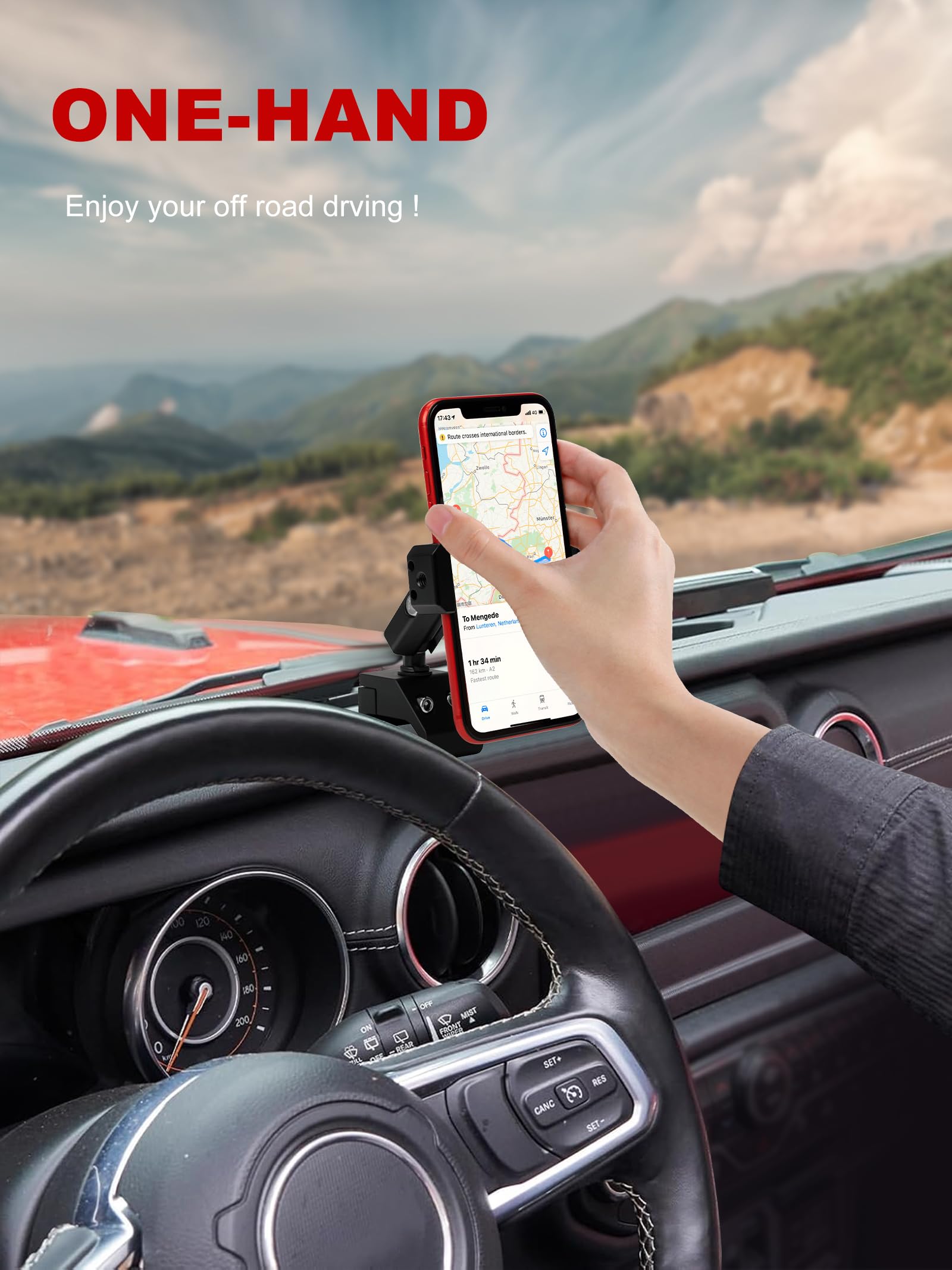 Nilkatss phone in landscape on mount for clear navigation and hands-free use
