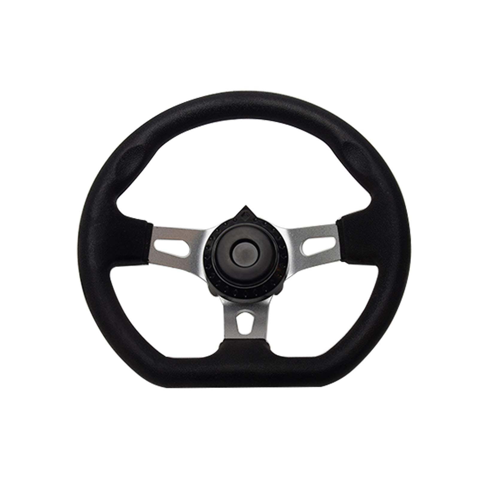 NINEFOX front view steering wheel showing classic three-spoke design and black finish for improved control