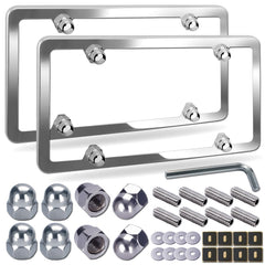 NJNYLLC chrome license plate frame front view showing polished finish and sleek look