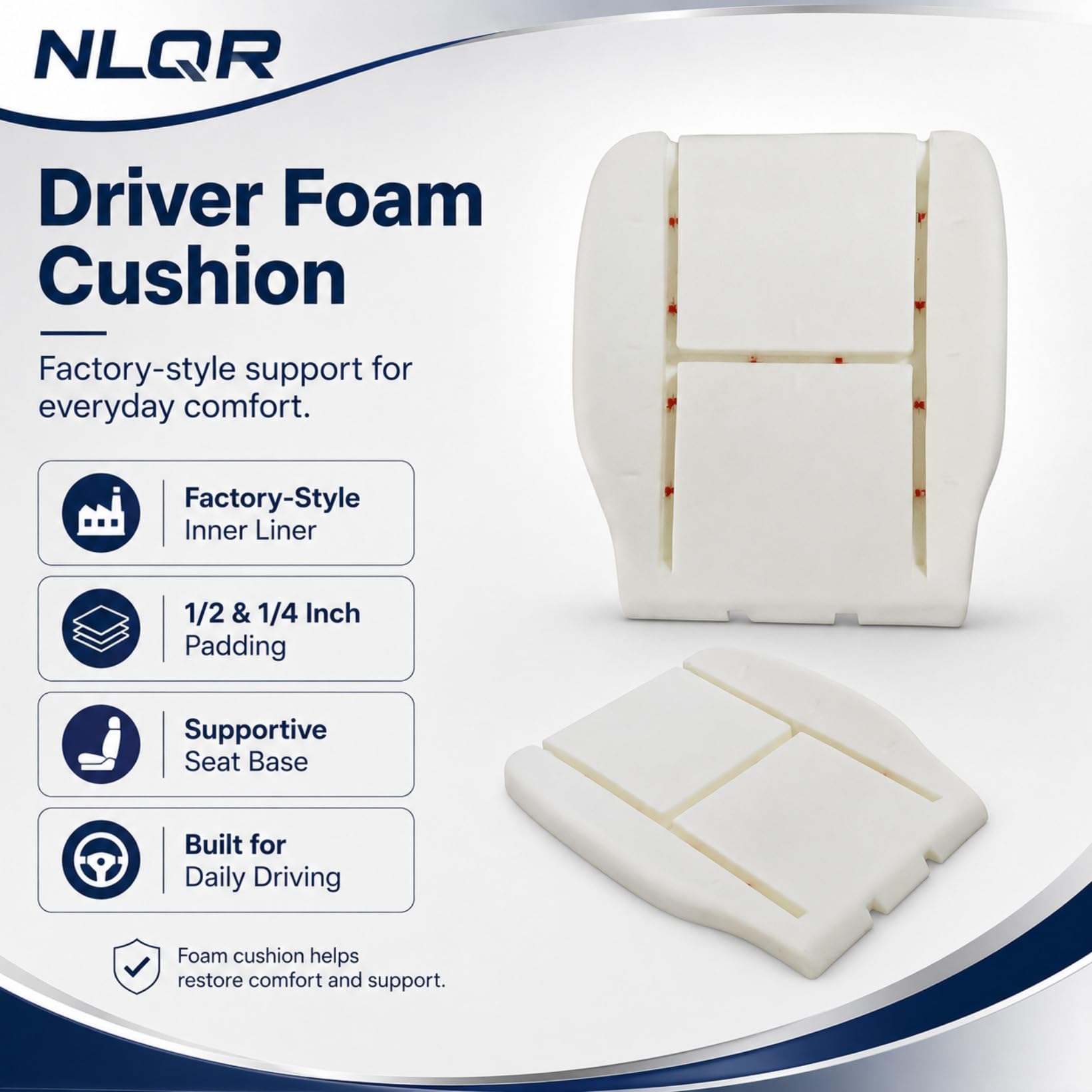 NLQR before and after seat comparison showing renewed appearance benefit