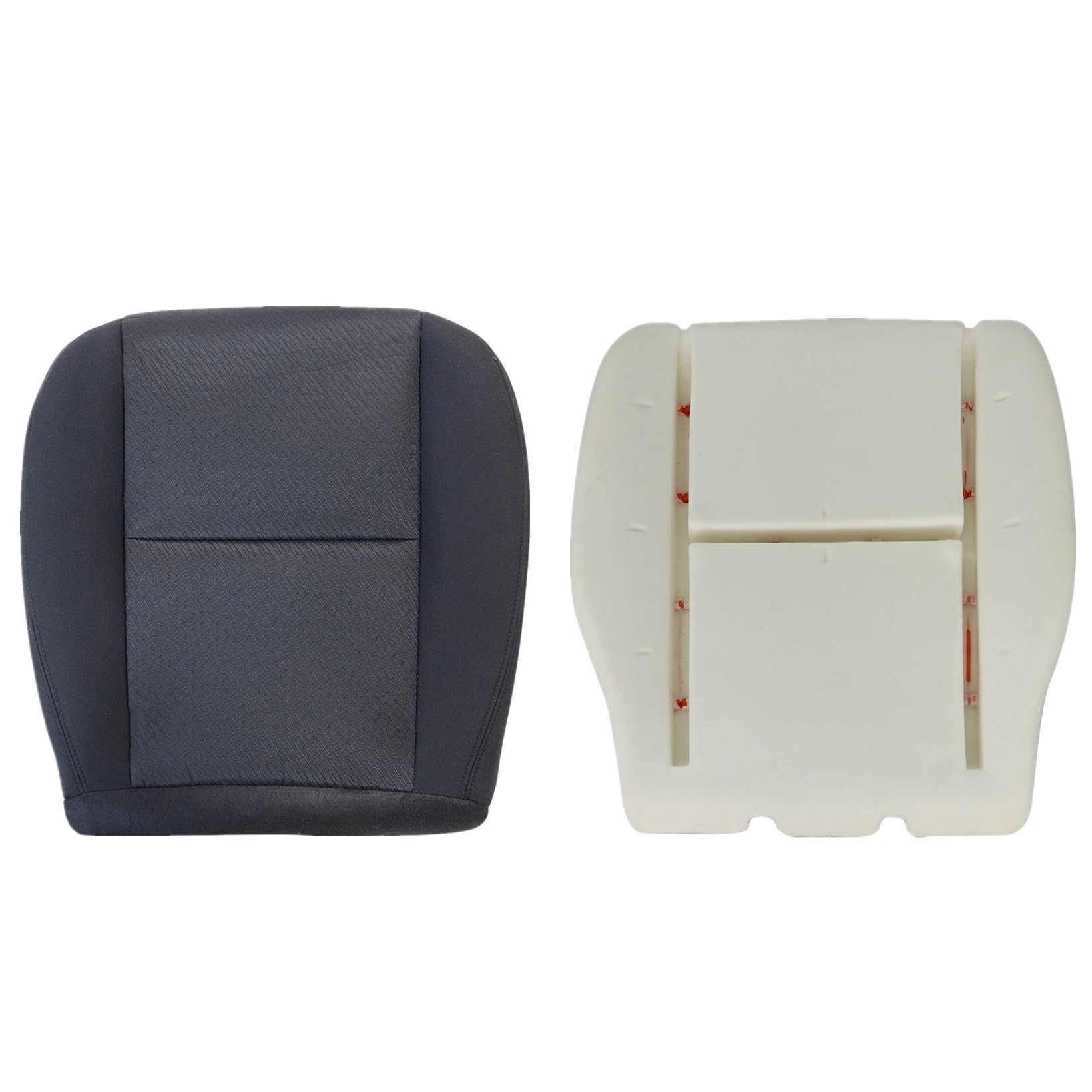 NLQR packaged driver seat cover and foam showing included parts and benefit