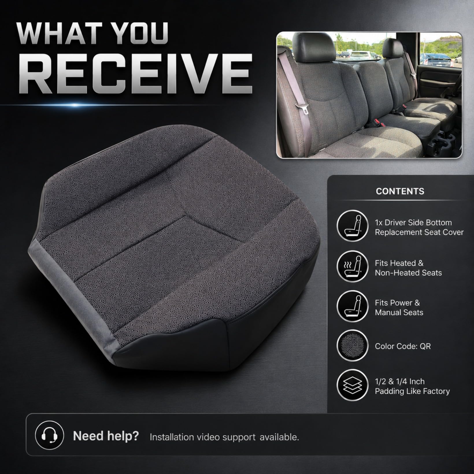 NLQR microfiber leather bolster detail offering durable edge protection