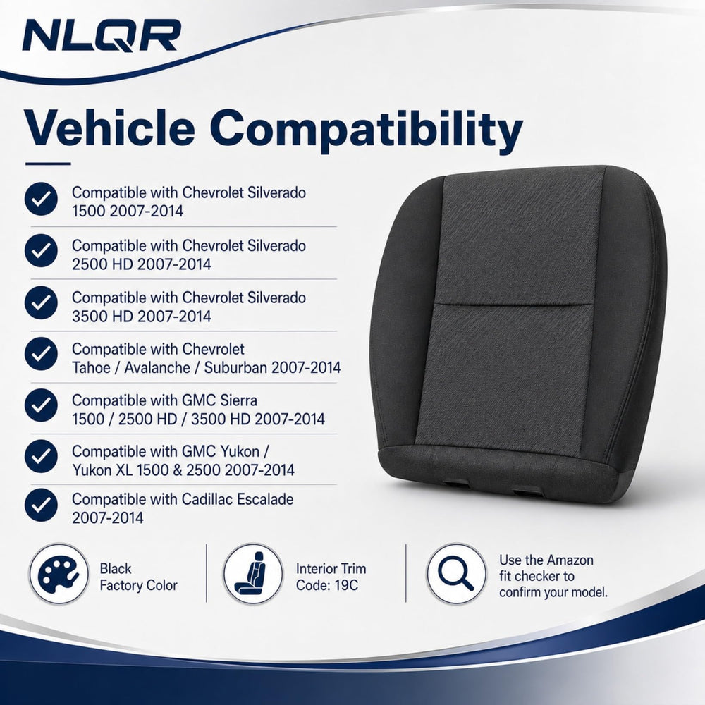 NLQR seat cover fitted to driver seat pan for precise fit and finish