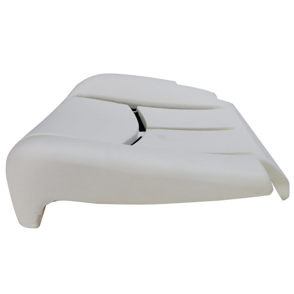 NLQR technician refitting seat cover over new foam for smooth upholstery appearance