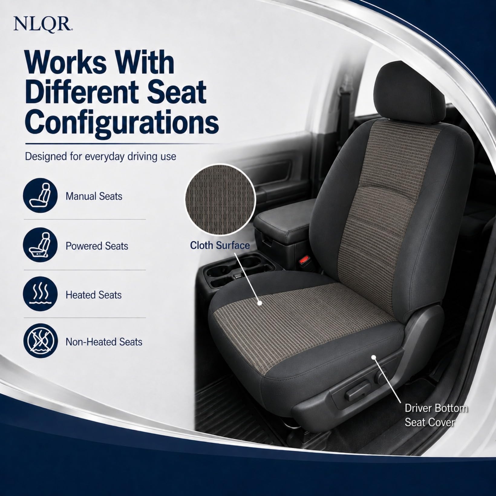 NLQR installed on Dodge Ram driver seat demonstrating precise fit