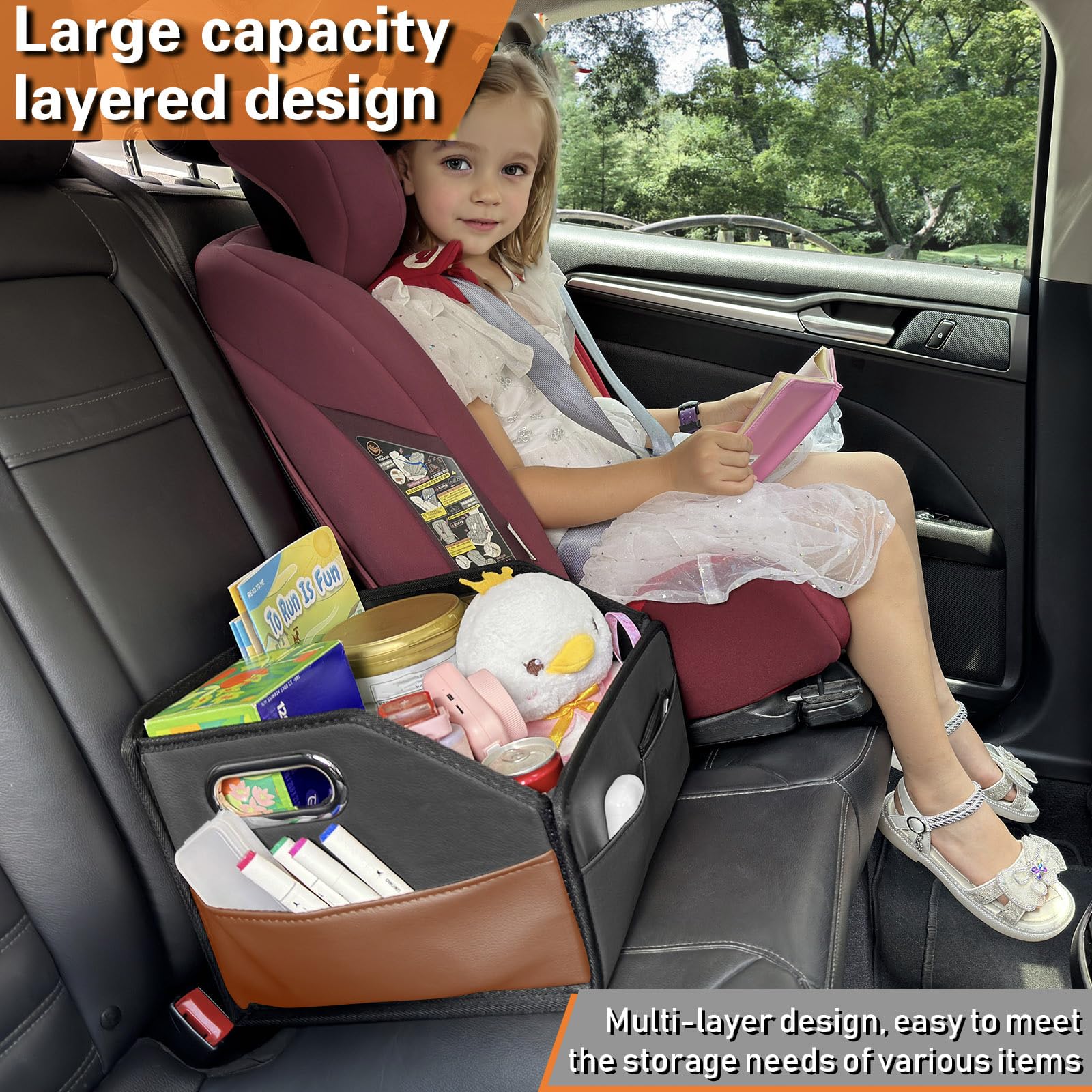 Noaman with travel essentials inside showing tidy accessibility on road