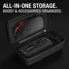 NOCO case open with GBX45 inside illustrating secure custom fit and accessory storage