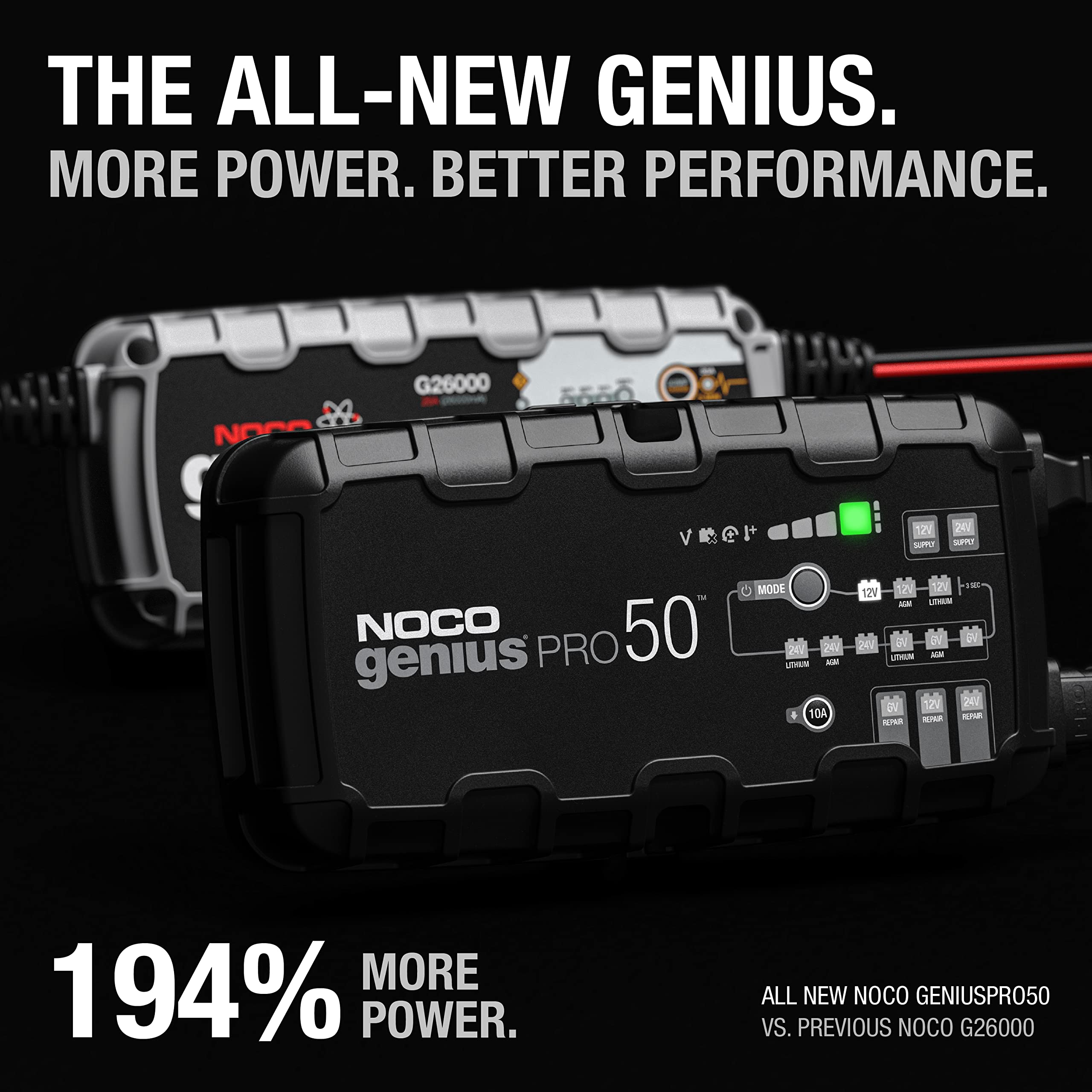 NOCO GENIUSPRO50 heavy-duty cables and clamps delivering secure connections and durability