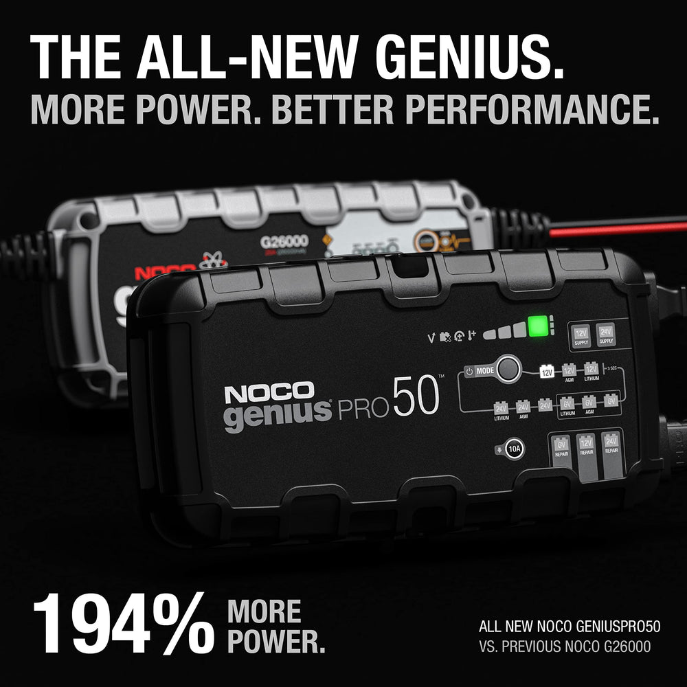 NOCO GENIUSPRO50 heavy-duty cables and clamps delivering secure connections and durability