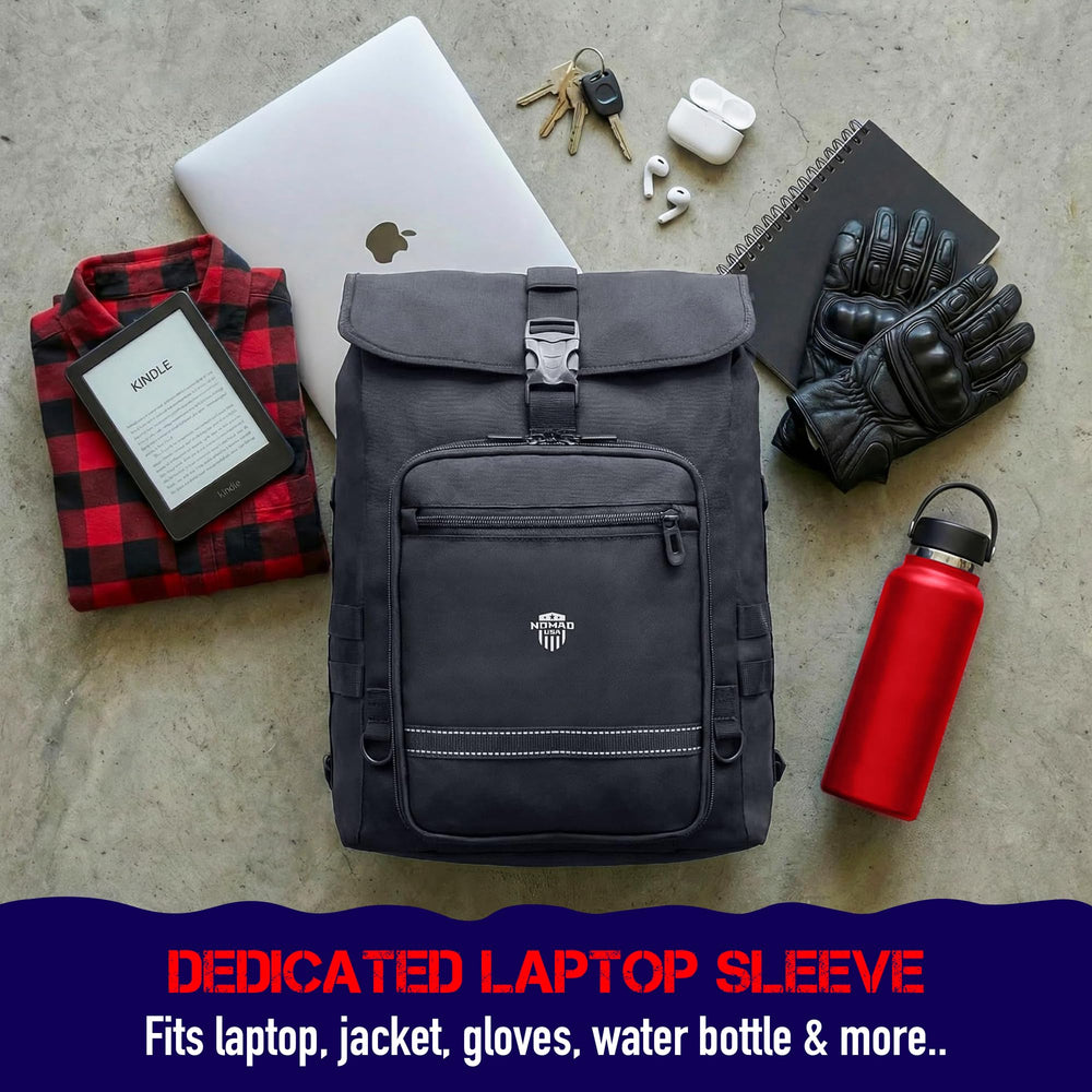 Nomad USA padded 15-inch laptop sleeve close-up protecting electronics on the road