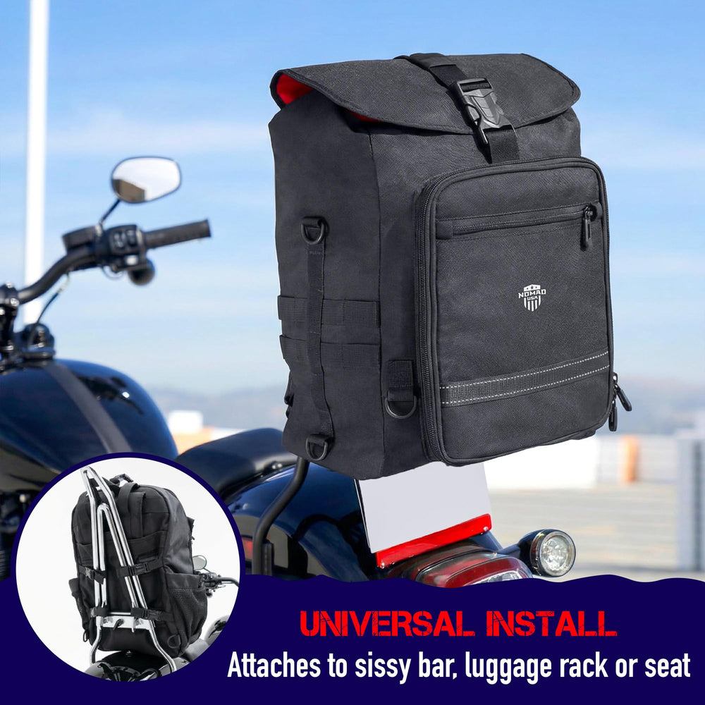 Nomad USA roll-top expanded capacity highlighting adjustable volume for longer trips