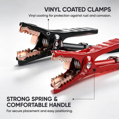 NOONE clamp close-up showing sturdy spring and non-conductive coating for safer grips