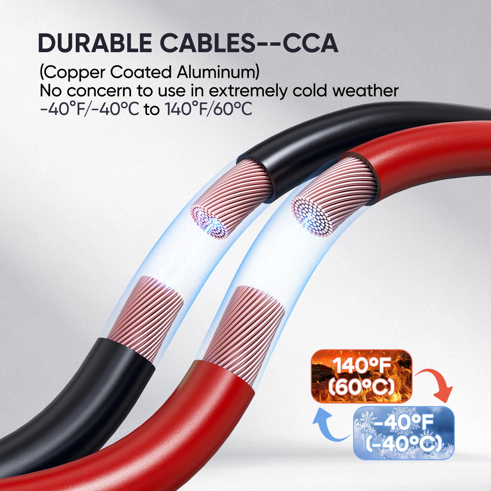 NOONE cables in use between vehicles highlighting long reach advantage
